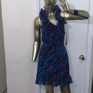 BeBe ruffle neck dress backless dress